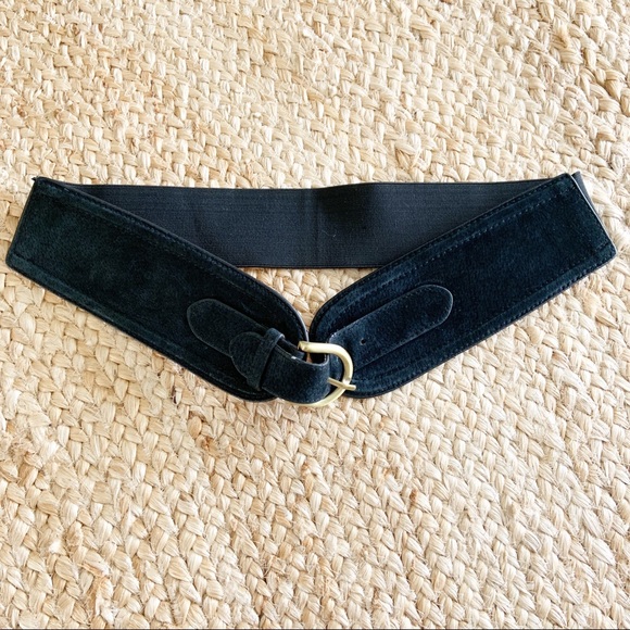 Suede Stretchy Belt Size Medium/Large Black - Picture 3 of 8